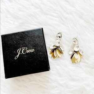 J. Crew gold and crystal statement earrings! Brand new with box! Cute for Fall!